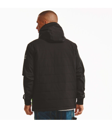 BLOUSON TECH HYBRID NOIR VERT FLUO