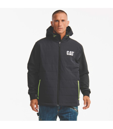 BLOUSON TECH HYBRID NOIR VERT FLUO