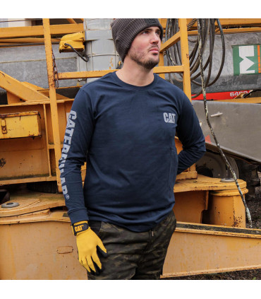 TEE-SHIRT MANCHES LONGUES TRADEMARK BANNER BLEU MARINE